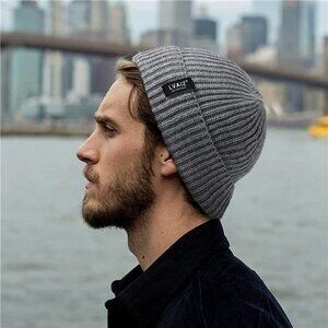 Winter Knitted Fishermen Beanie Hats for Men Merino Wool Short Cuffed Skull Cap